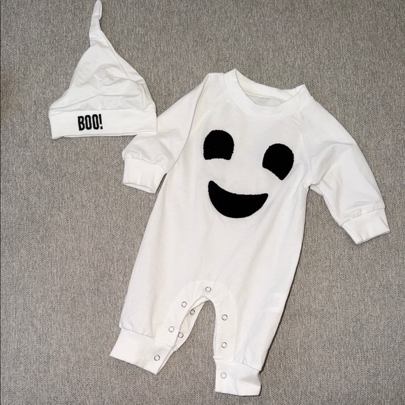 Other - White Baby Ghost Romper & Hat Set 0-3 Month